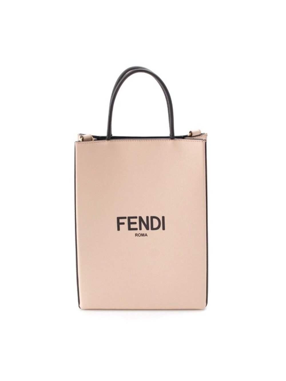 Fendi Shopping Bag M Leather Handbag 2-Way Shoulder Pink Black